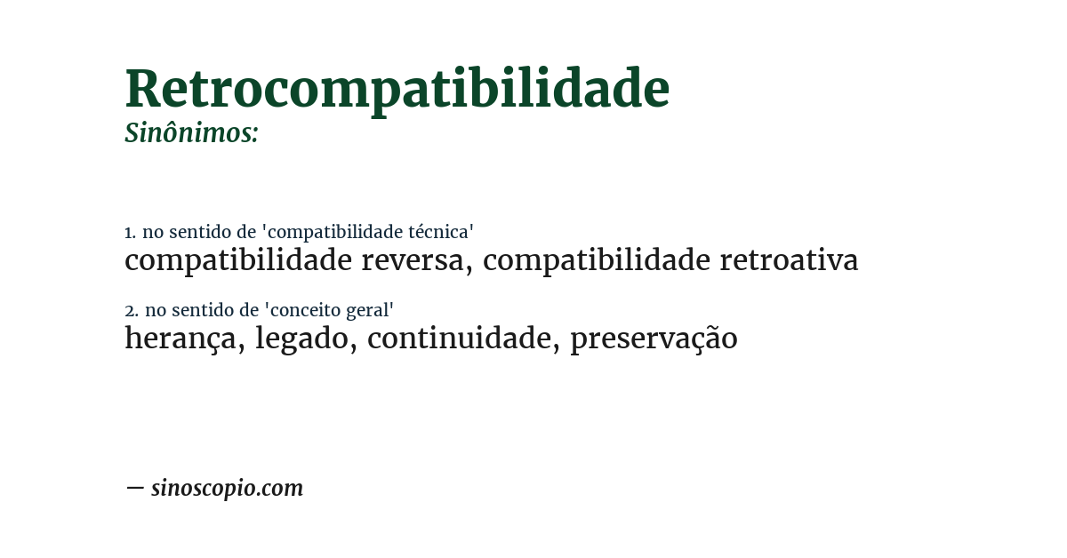 Sinônimo de retrocompatibilidade