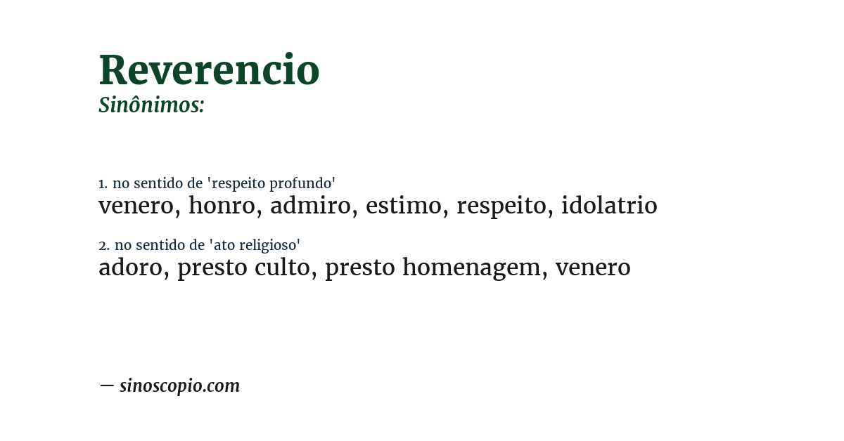 Sinônimo de reverencio