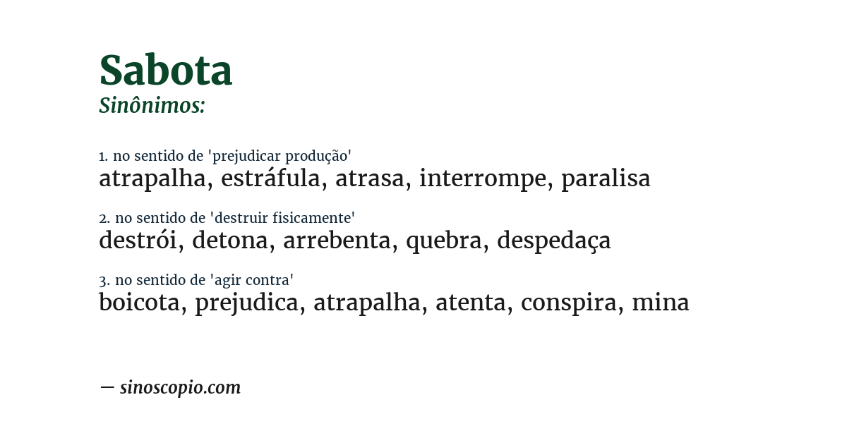 Sinônimo de sabota