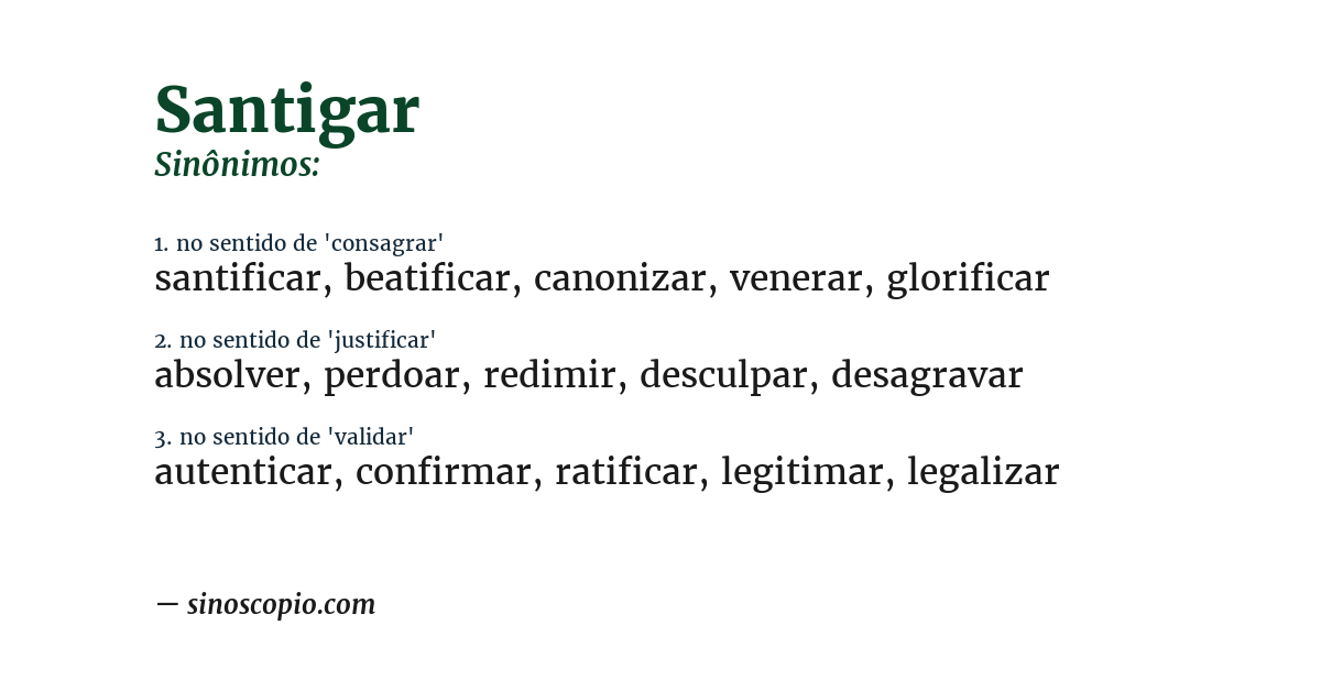 Sinônimo de santigar