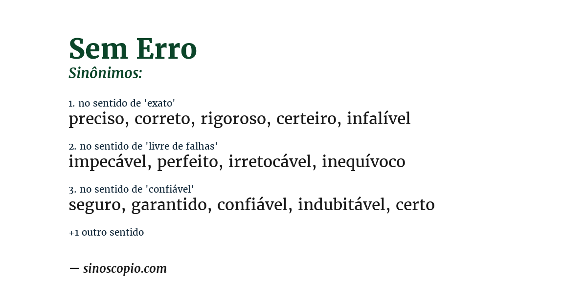 Sinônimo de sem erro