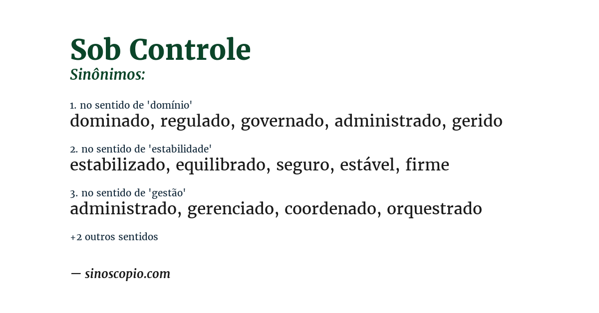 Sinônimo de sob controle