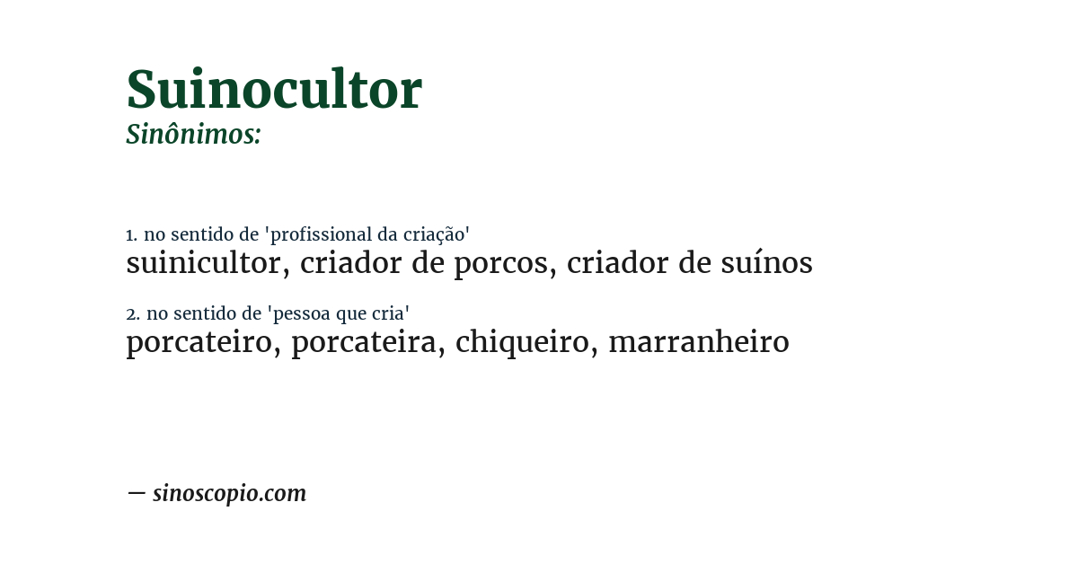 Sinônimo de suinocultor