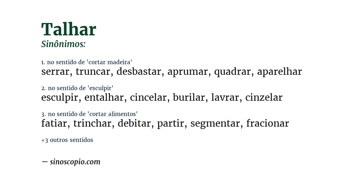 Sinônimo de talhar