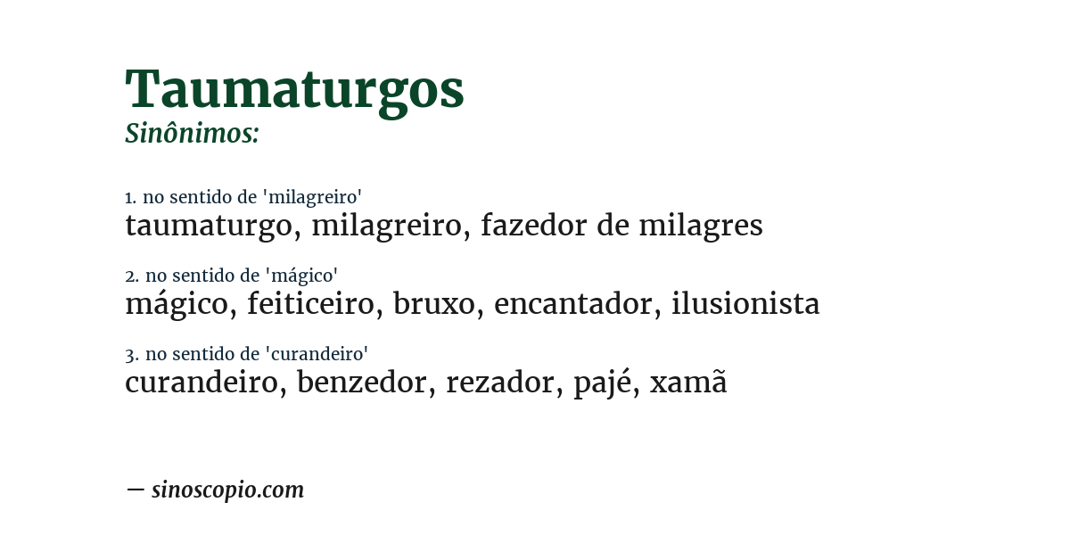 Sinônimo de taumaturgos