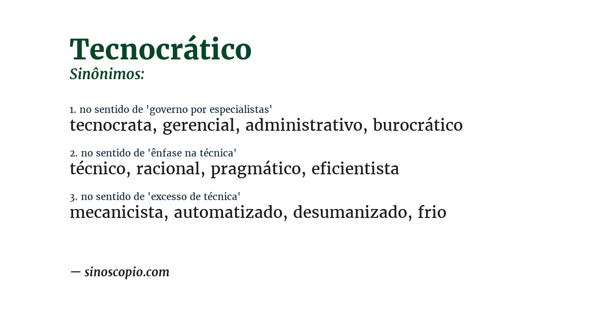 Sinônimo de tecnocrático