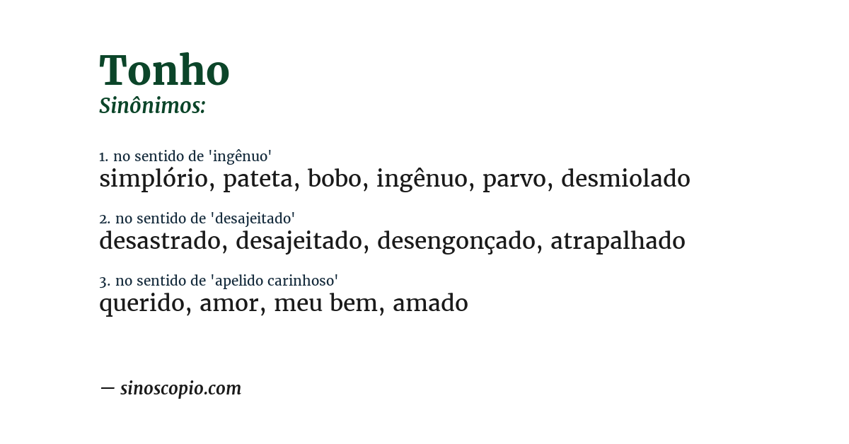 Sinônimo de tonho