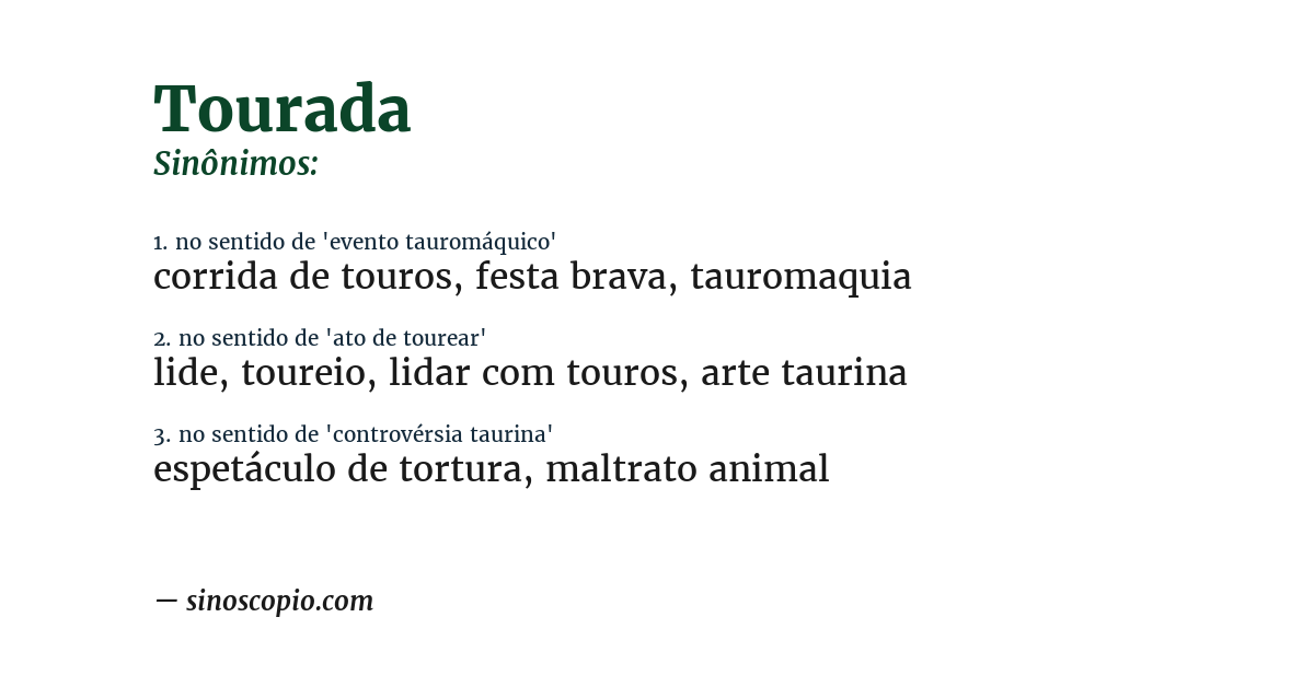 Sinônimo de tourada