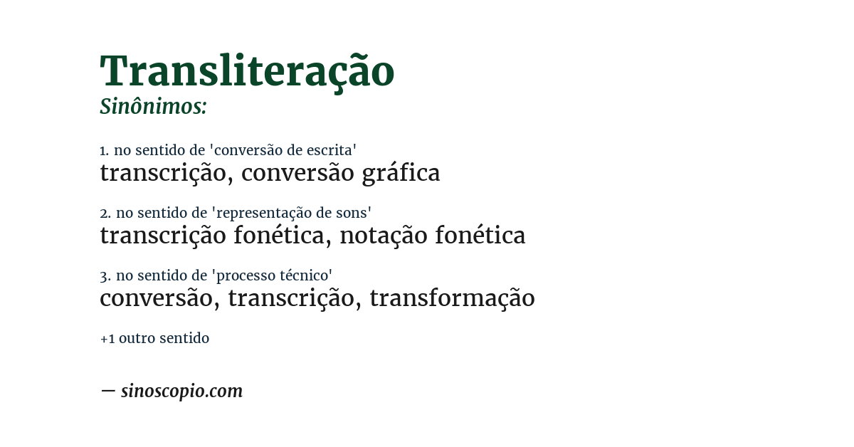 Sinônimo de transliteração