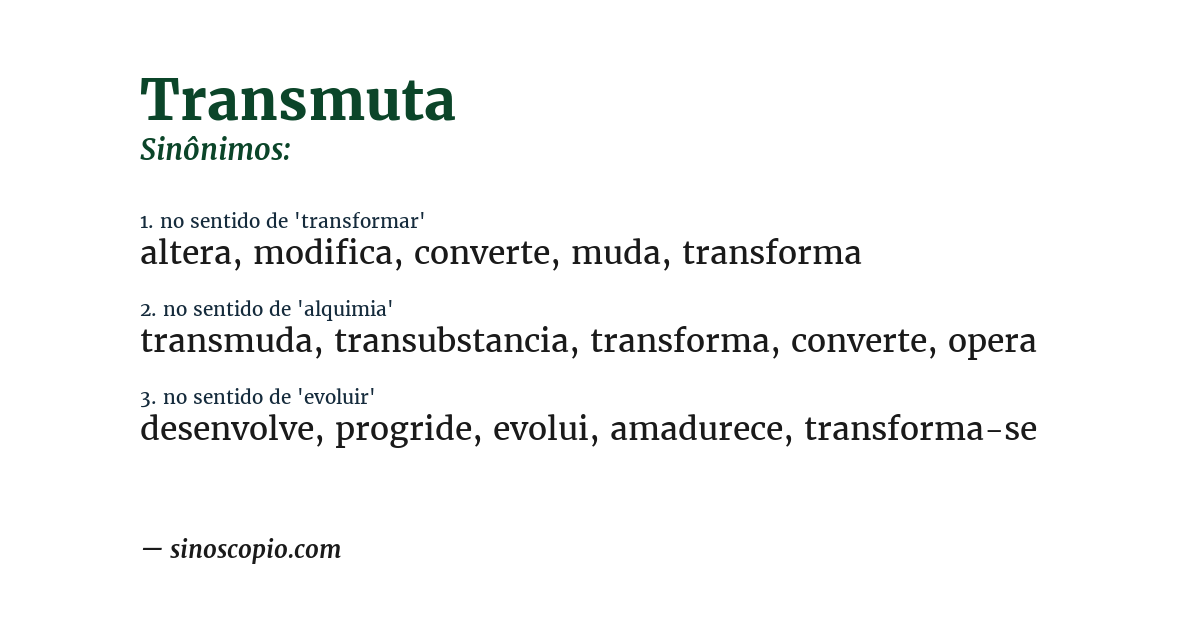 Sinônimo de transmuta
