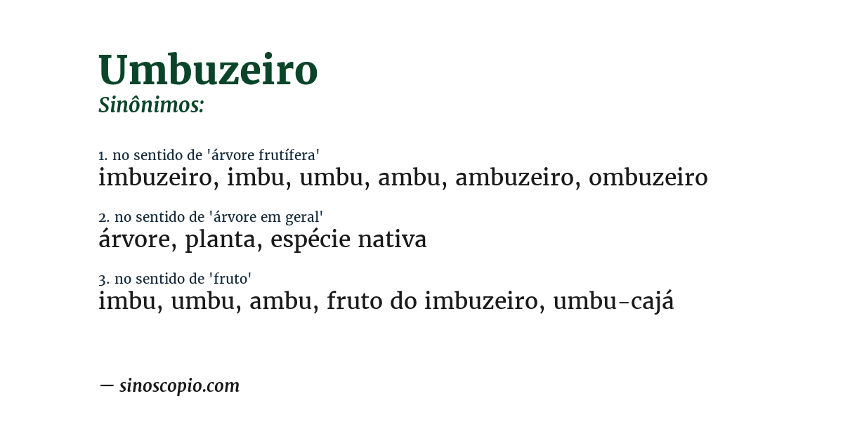 Sinônimo de umbuzeiro