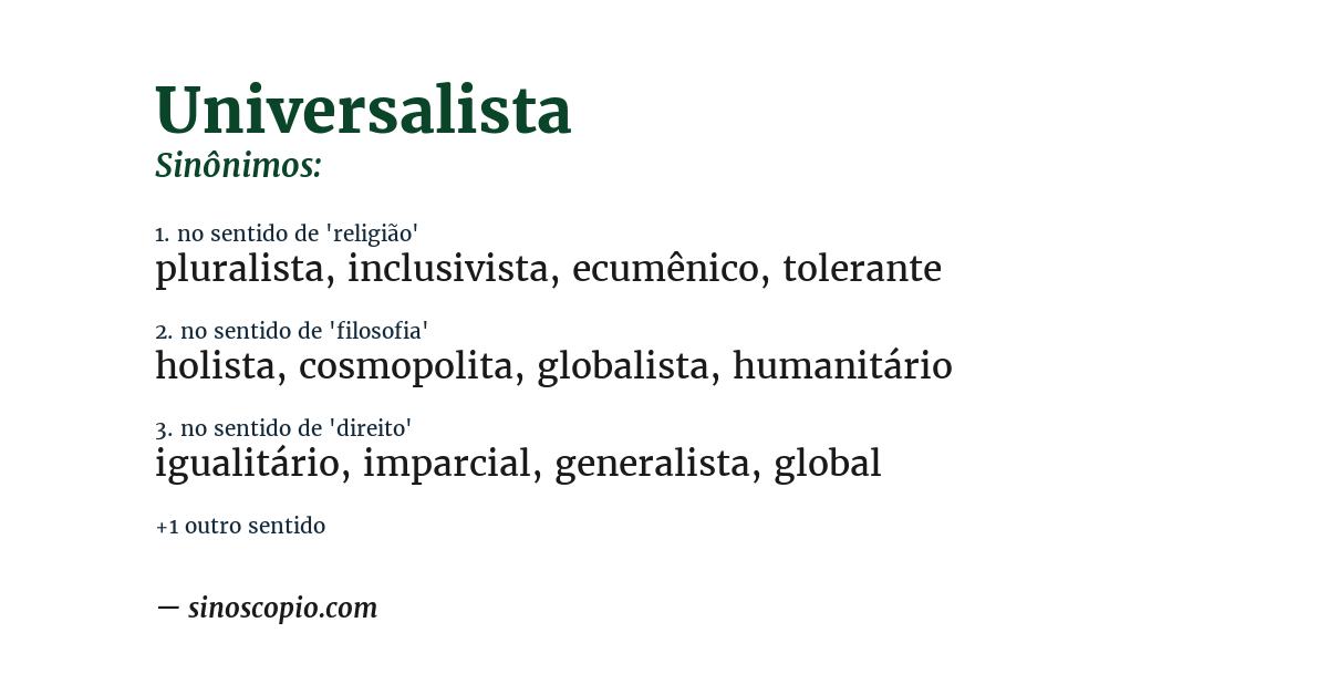 Sinônimo de universalista