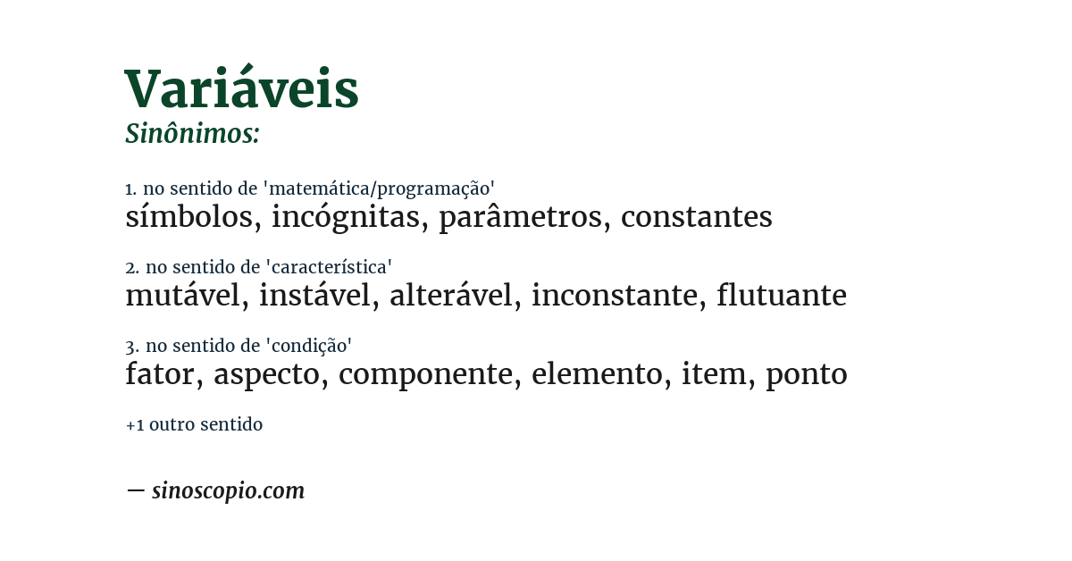Sinônimo de variáveis
