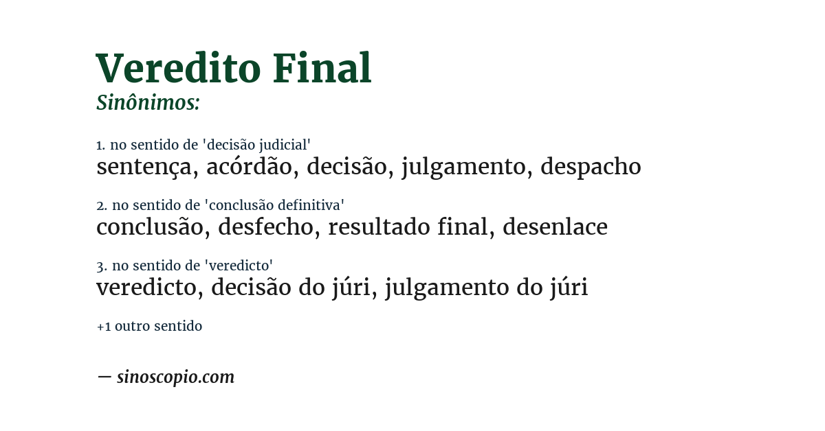 Sinônimo de veredito final