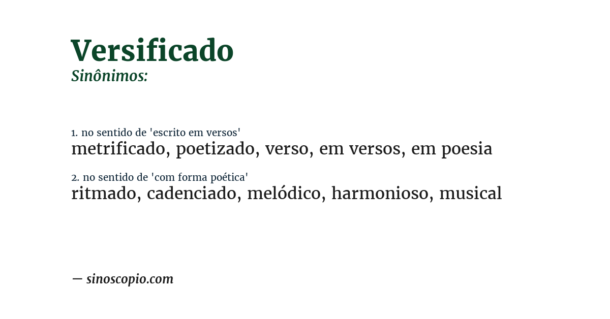 Sinônimo de versificado