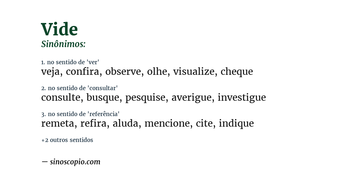 Sinônimo de vide