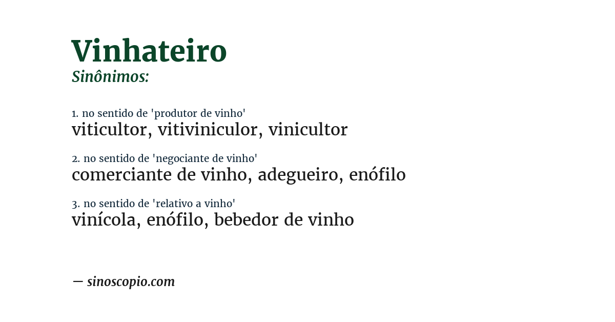 Sinônimo de vinhateiro