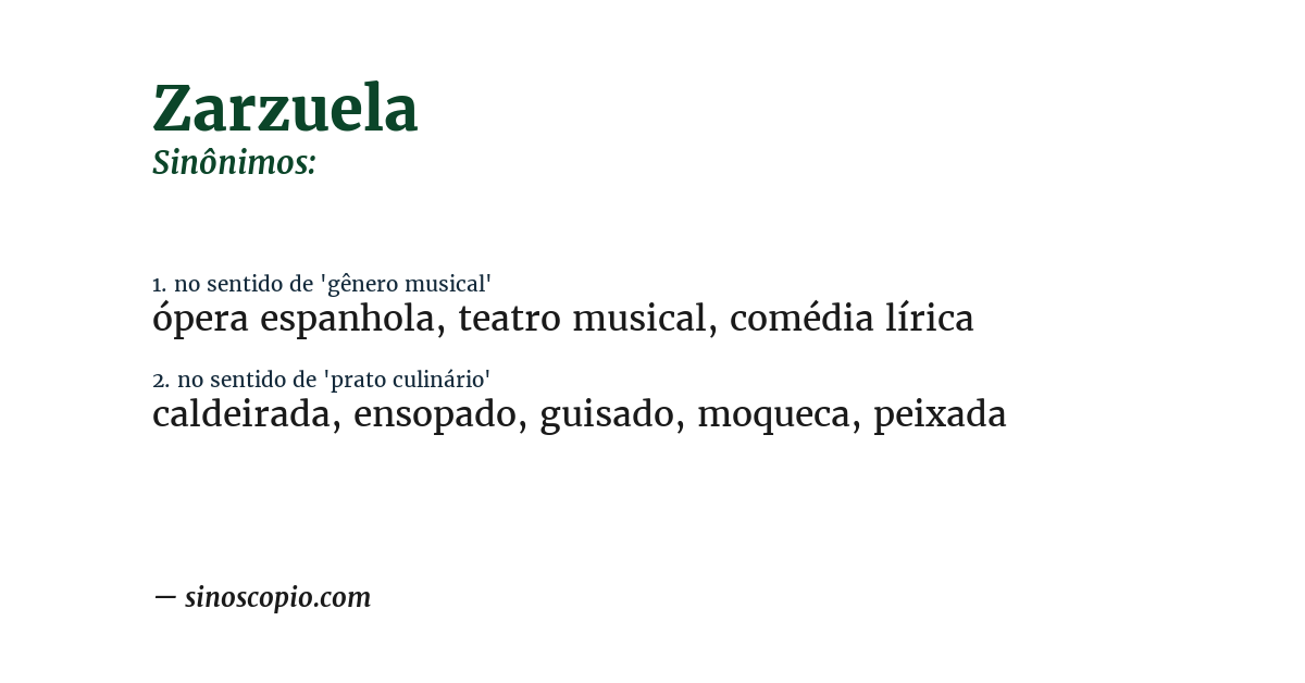 Sinônimo de zarzuela
