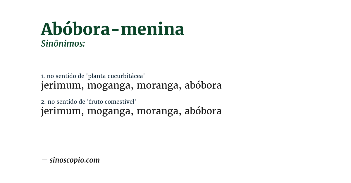 Sinônimo de abóbora-menina