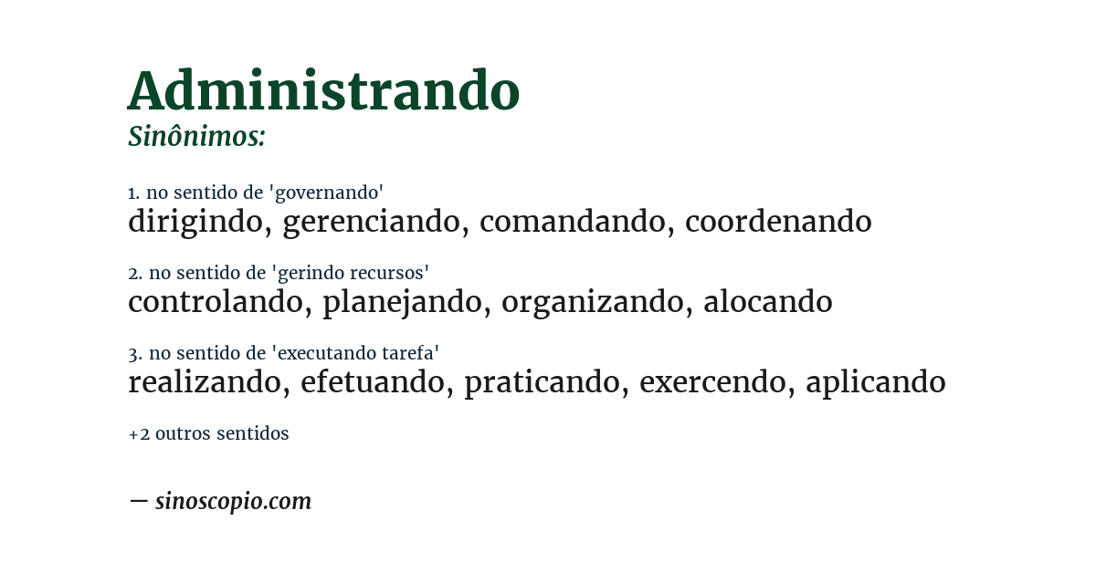 Sinônimo de administrando