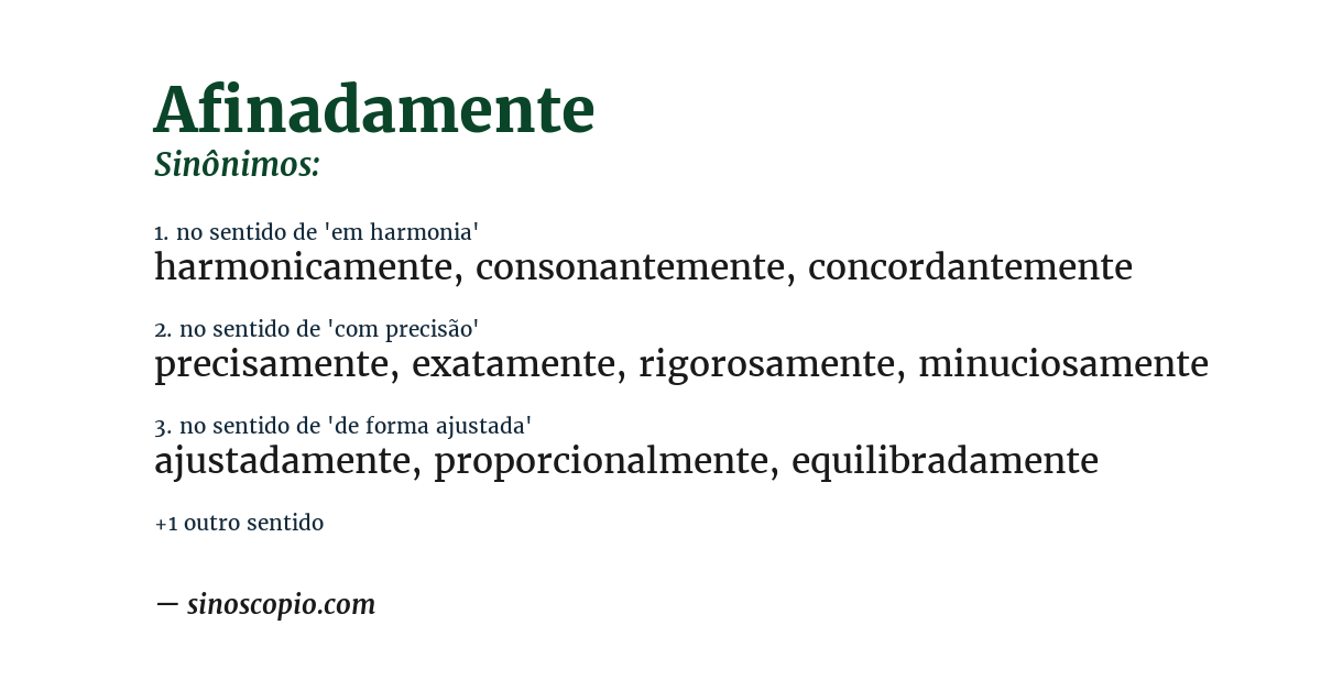 Sinônimo de afinadamente