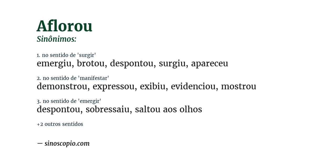 Sinônimo de aflorou