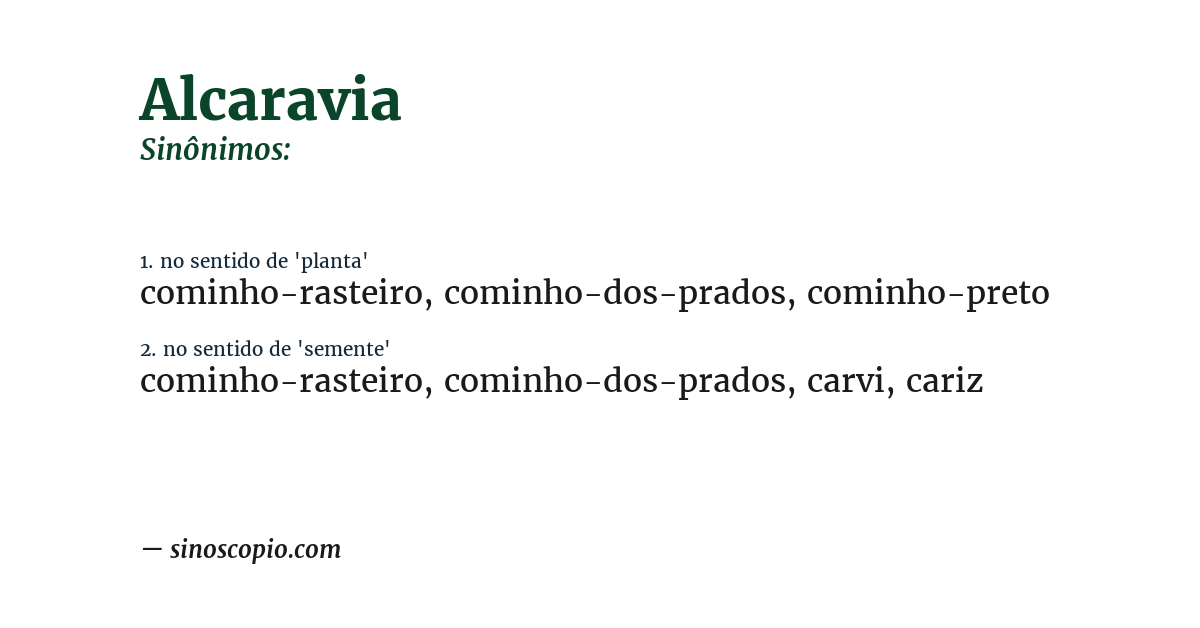 Sinônimo de alcaravia