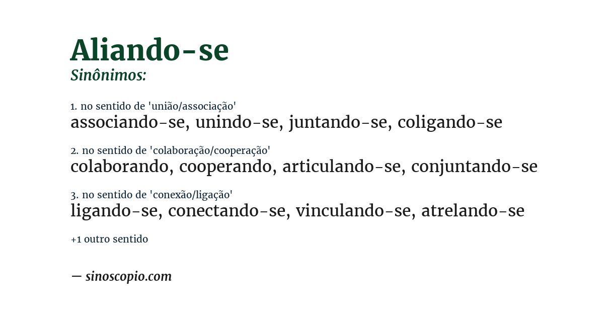Sinônimo de aliando-se