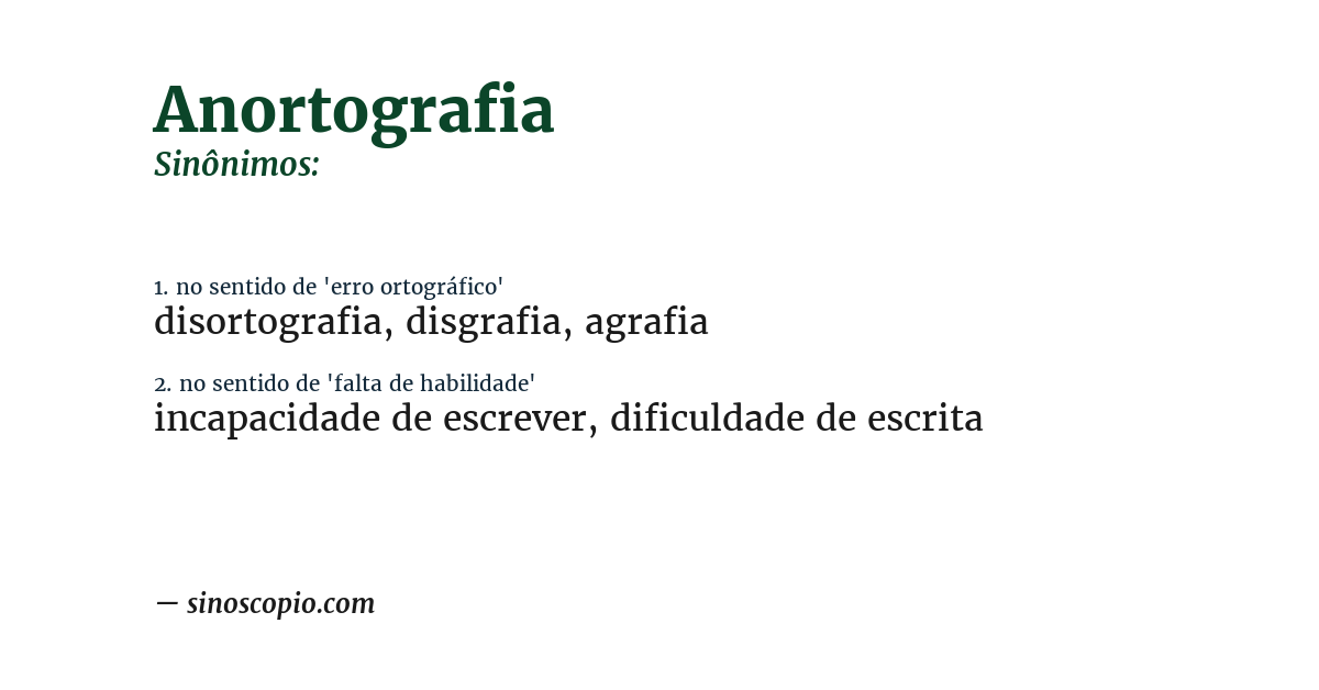 Sinônimo de anortografia