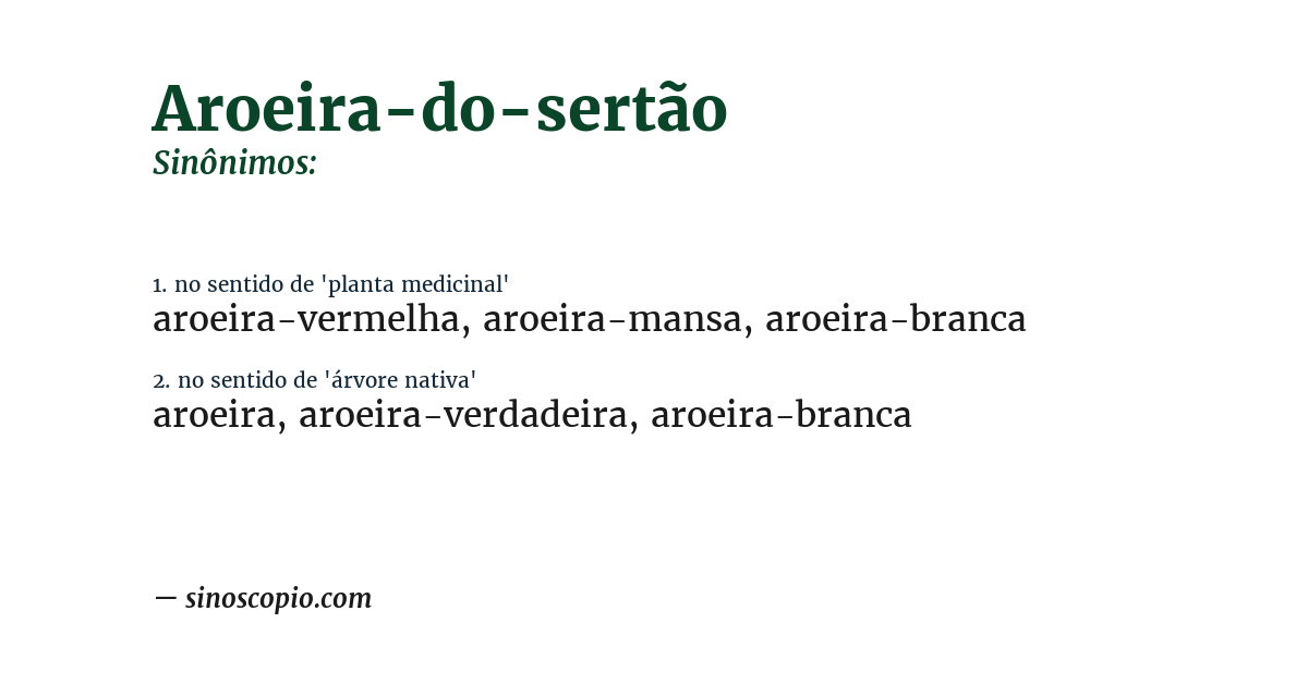 Sinônimo de aroeira-do-sertão