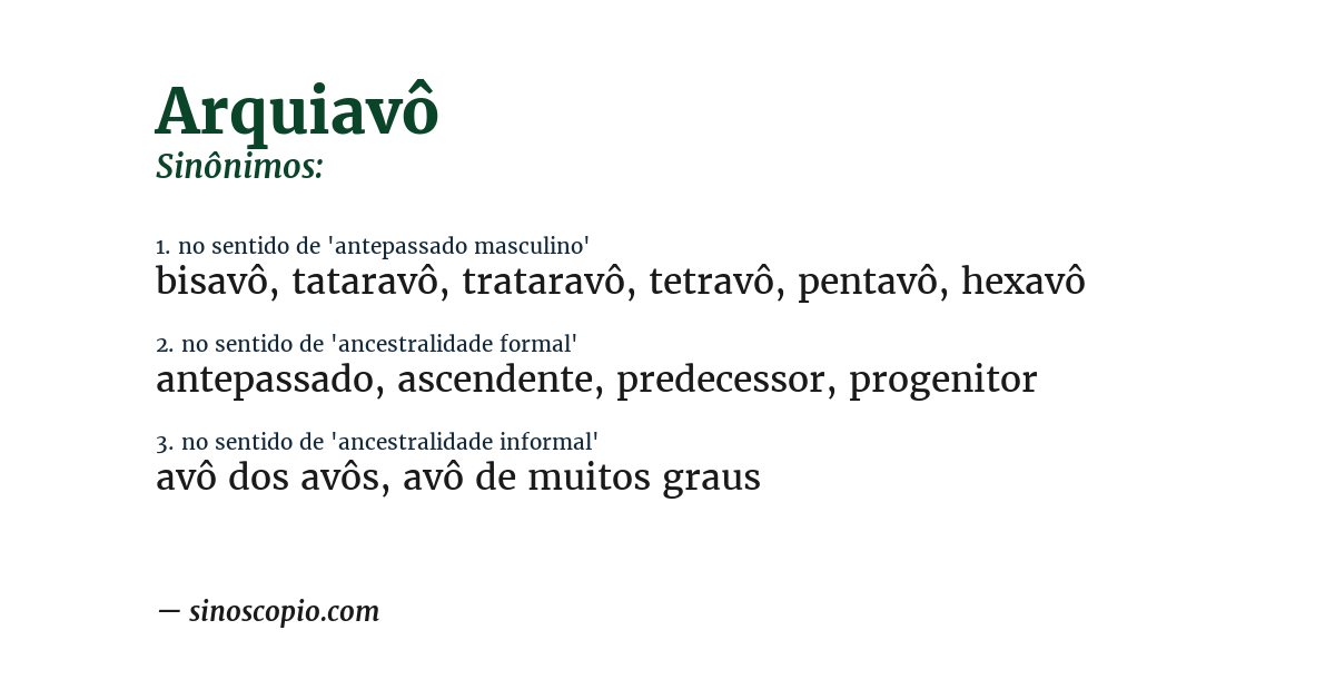Sinônimo de arquiavô