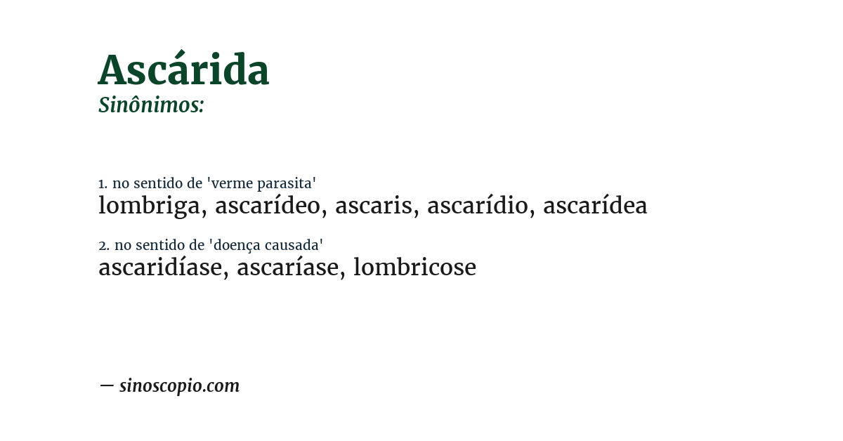 Sinônimo de ascárida
