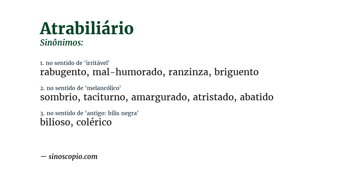 Sinônimo de atrabiliário