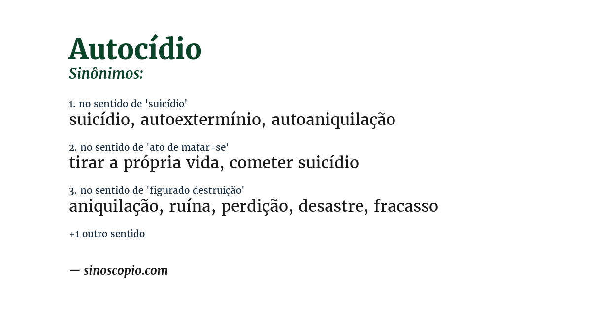Sinônimo de autocídio