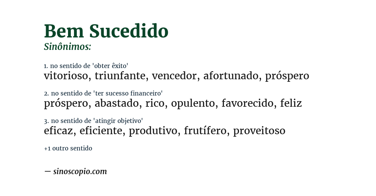 Sinônimo de bem sucedido