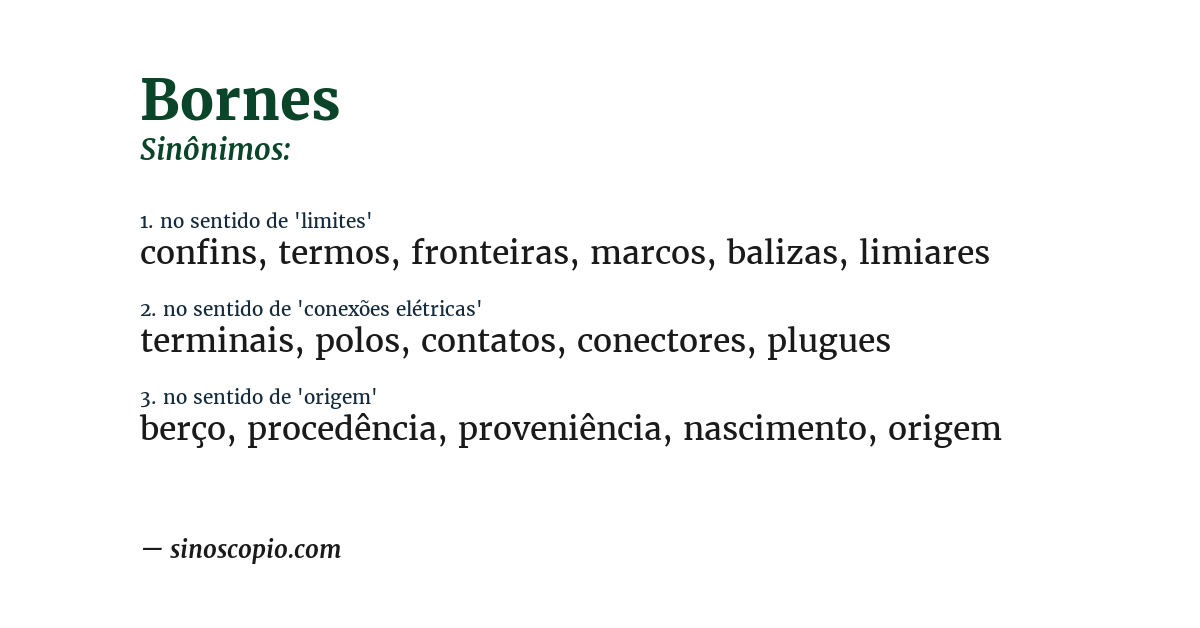 Sinônimo de bornes