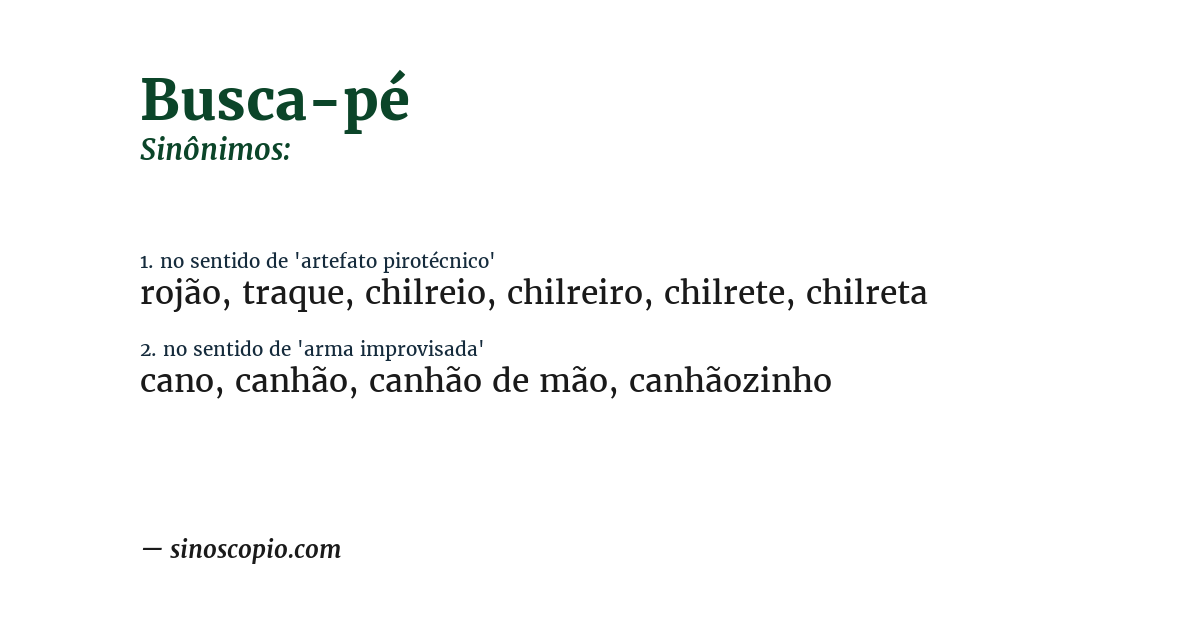 Sinônimo de busca-pé