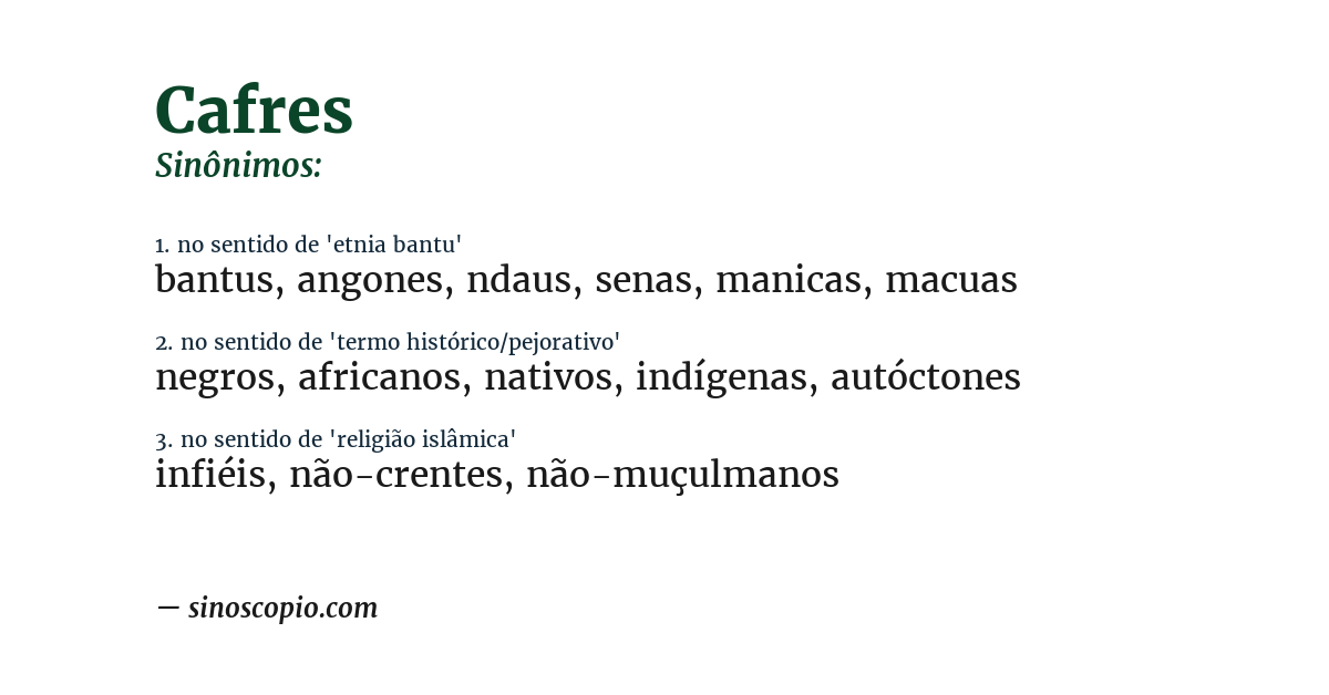 Sinônimo de cafres