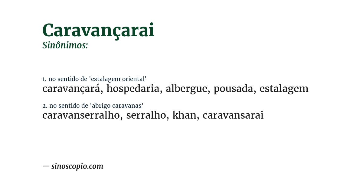 Sinônimo de caravançarai