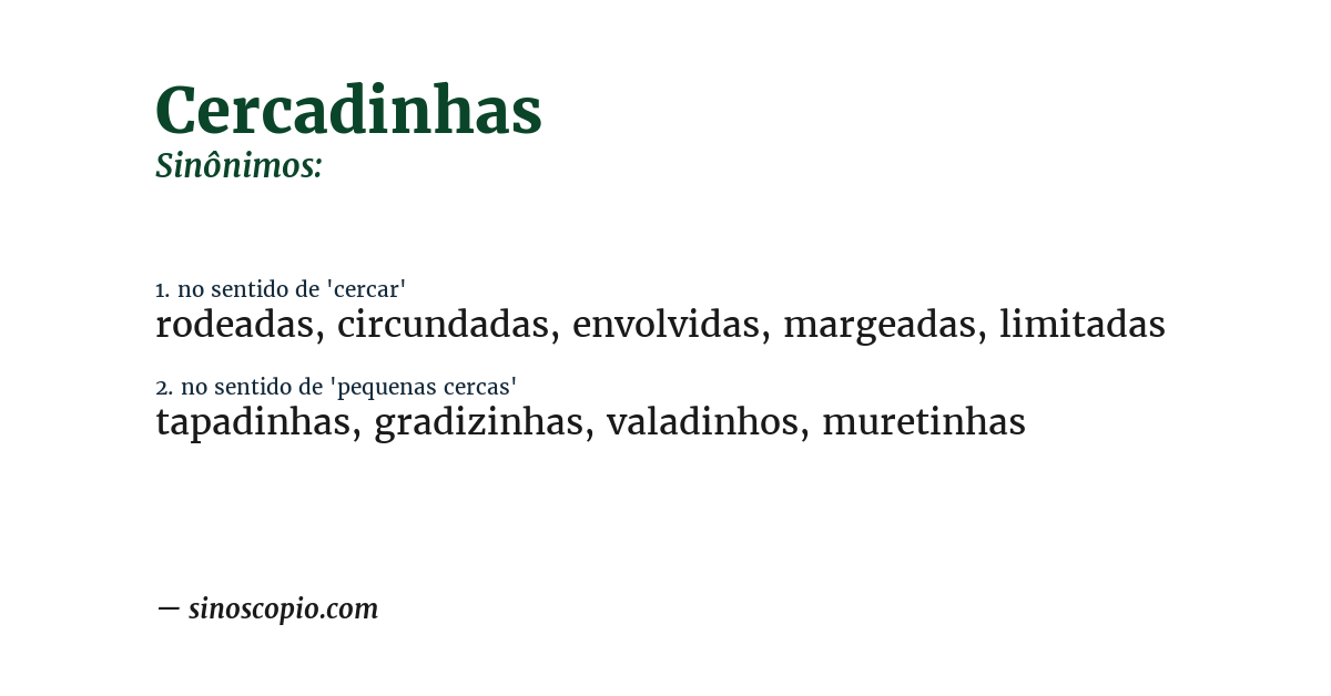 Sinônimo de cercadinhas