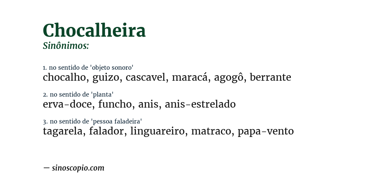 Sinônimo de chocalheira
