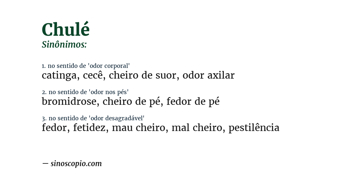 Sinônimo de chulé
