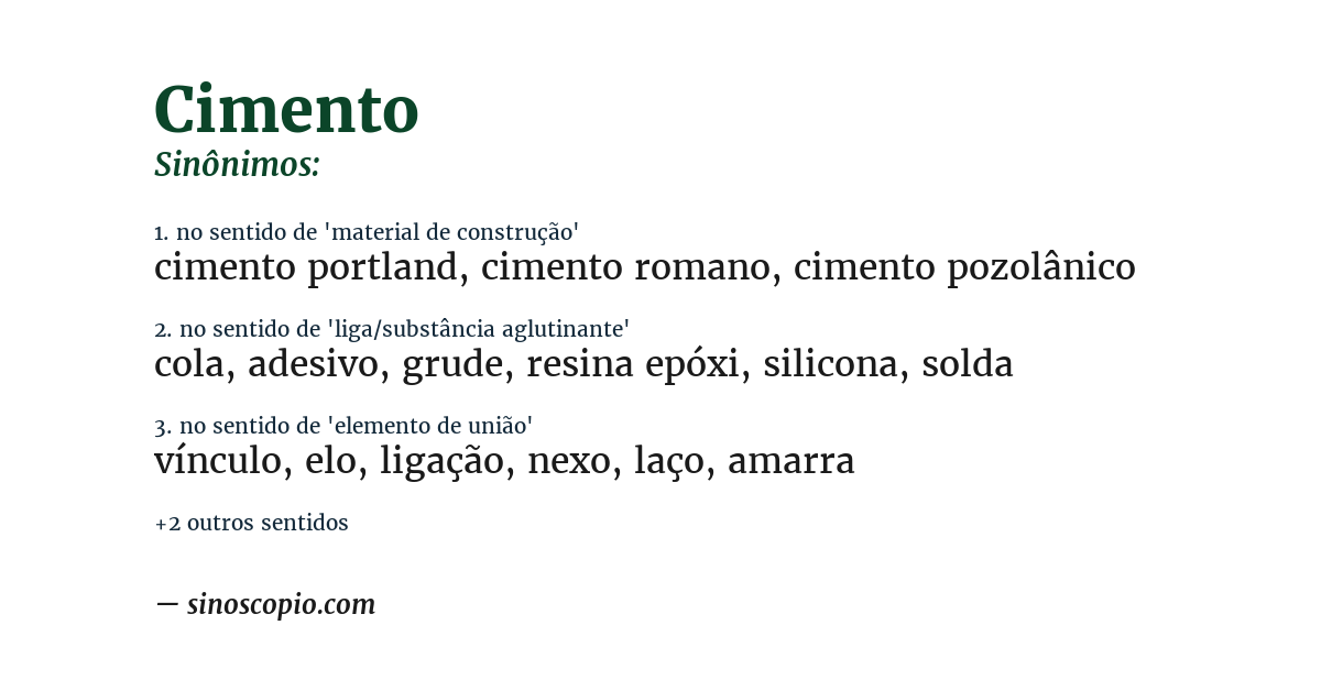 Sinônimo de cimento