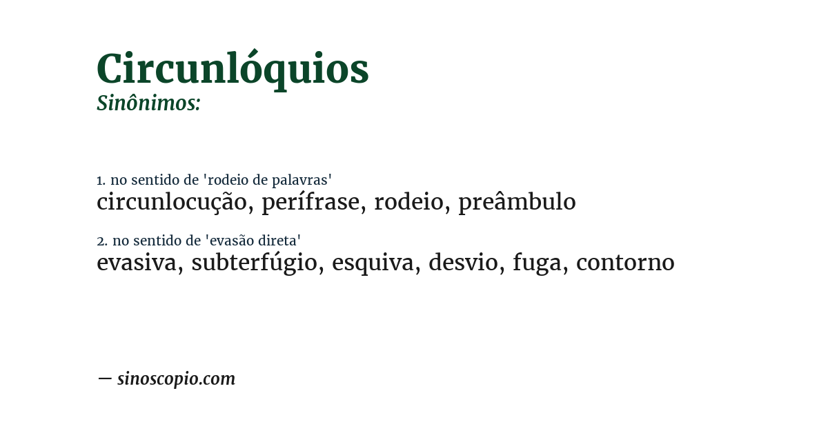 Sinônimo de circunlóquios
