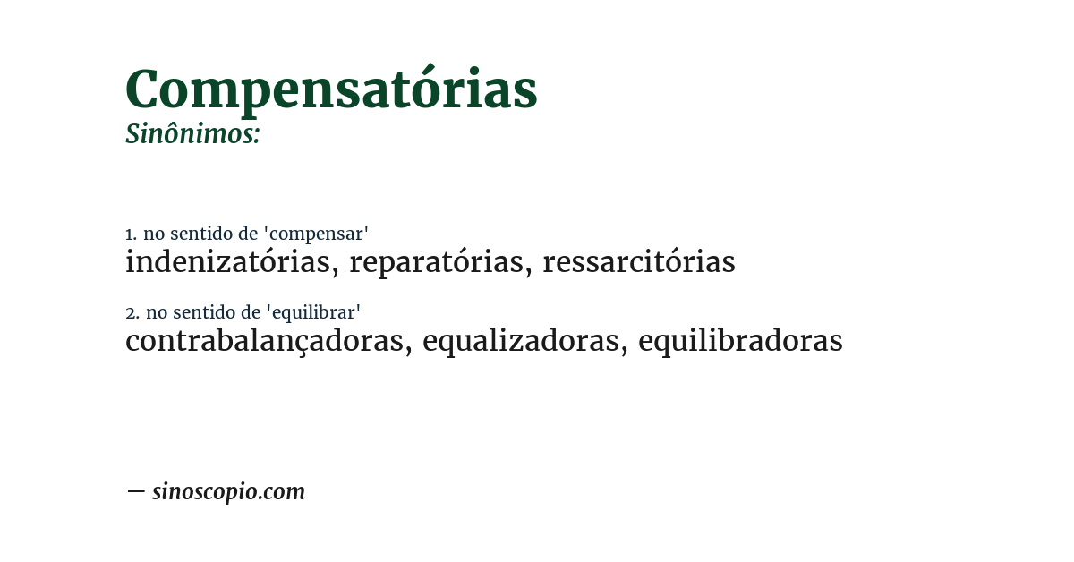 Sinônimo de compensatórias