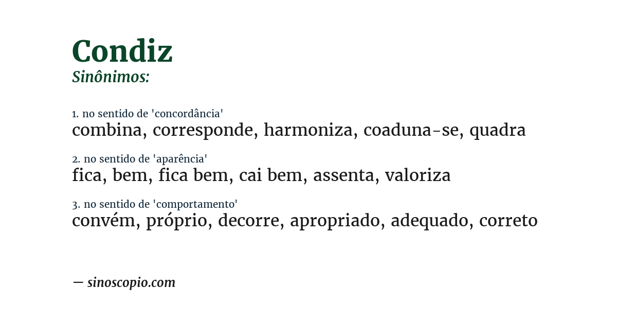 Sinônimo de condiz