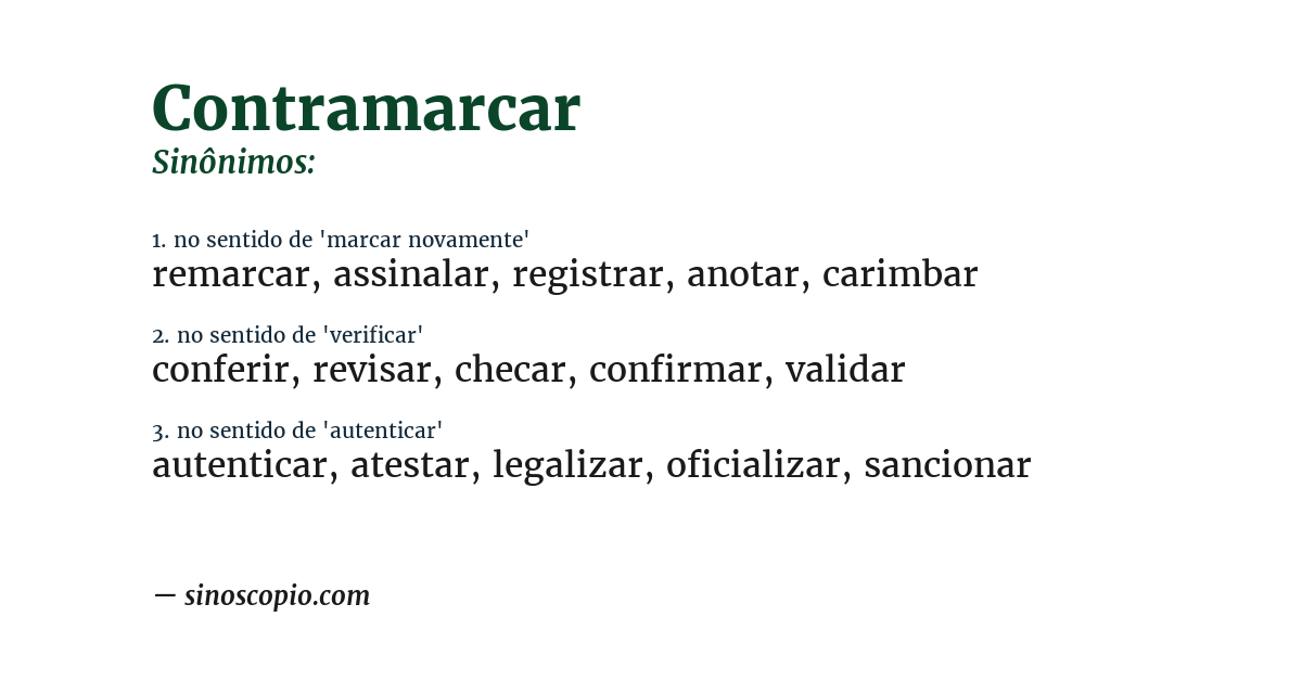 Sinônimo de contramarcar