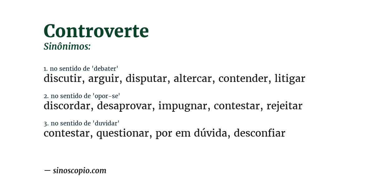 Sinônimo de controverte