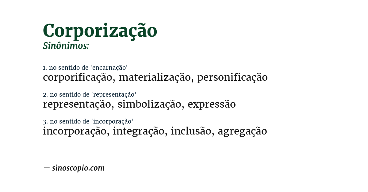 Sinônimo de corporização