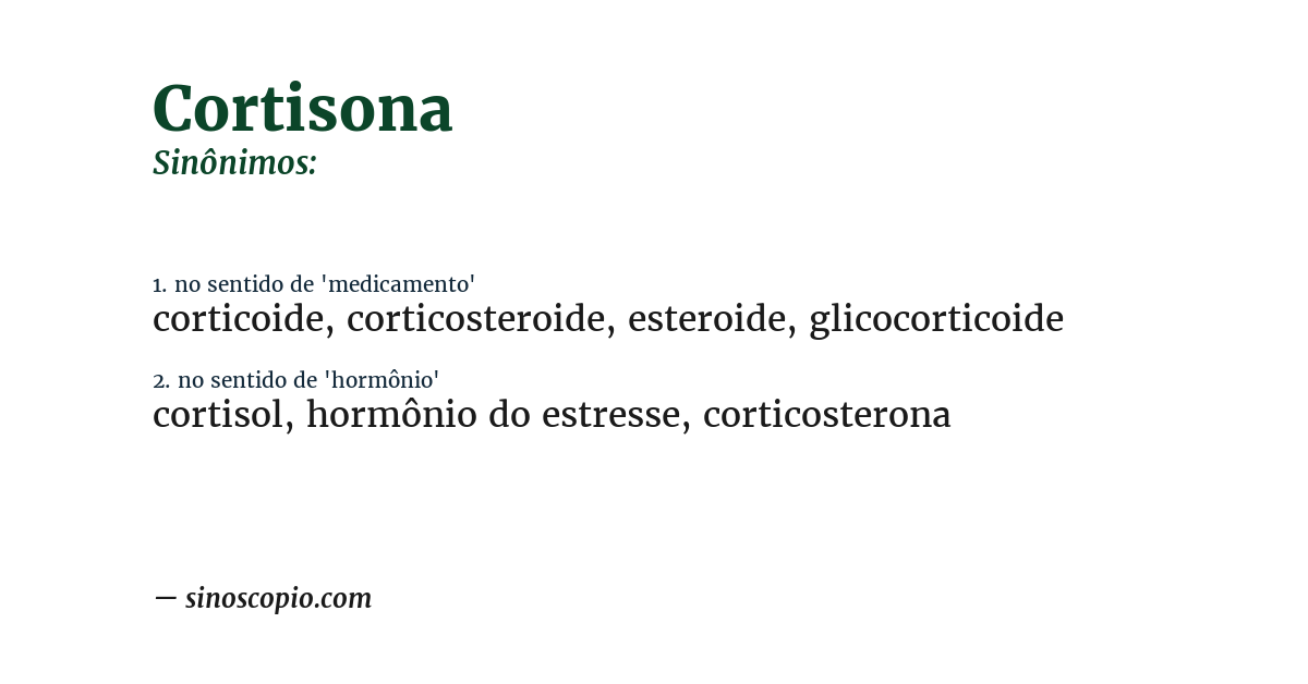 Sinônimo de cortisona